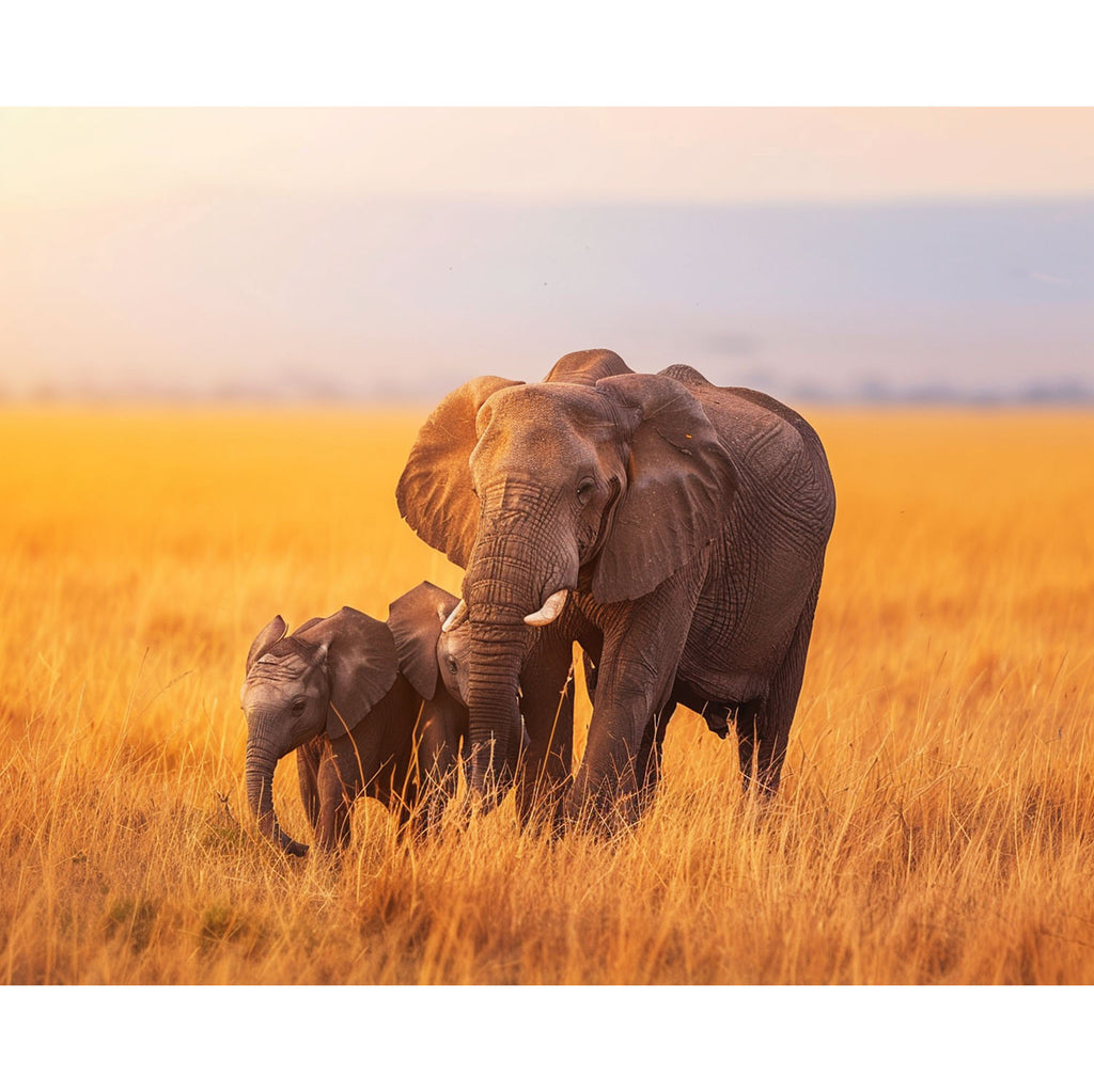 Abendliches Elefantenwandern - Diamond Painting