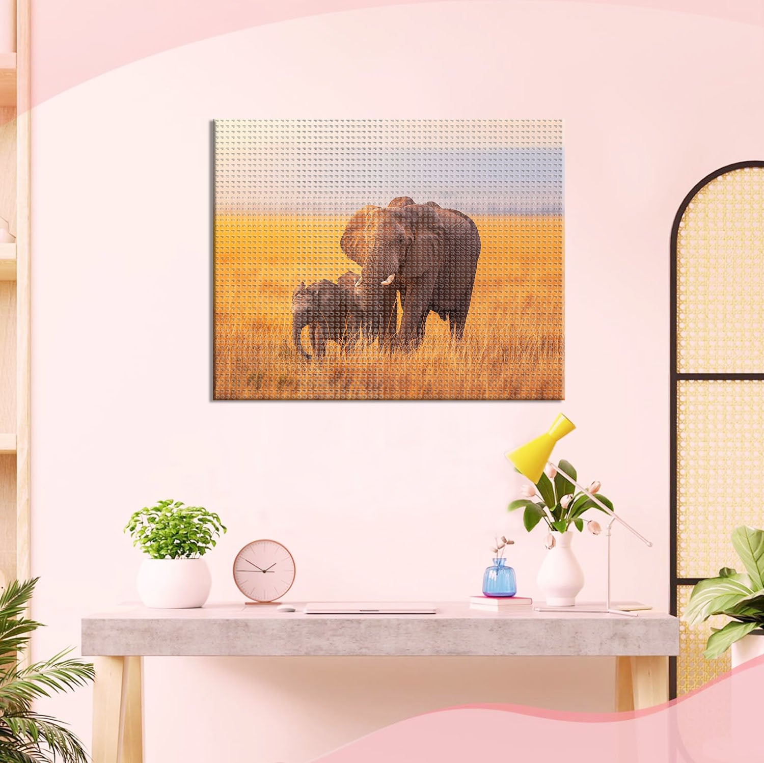 Abendliches Elefantenwandern - Diamond Painting