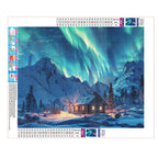 Aurora - Hütte in Schnee - Diamond Painting
