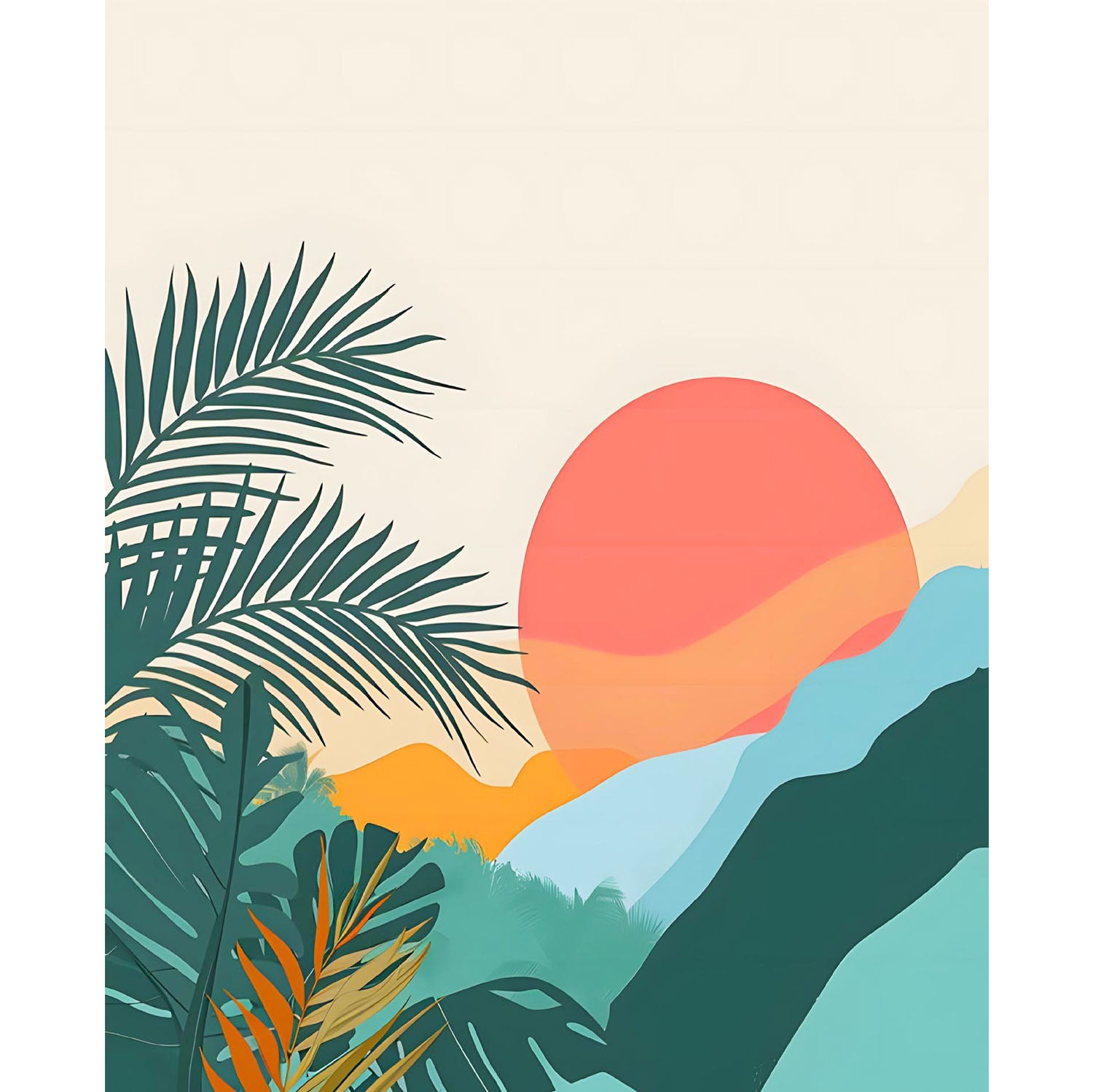 Berge im warmen Licht - Diamond Painting