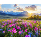 Berglandschaft mit Blütenpracht - Diamond Painting