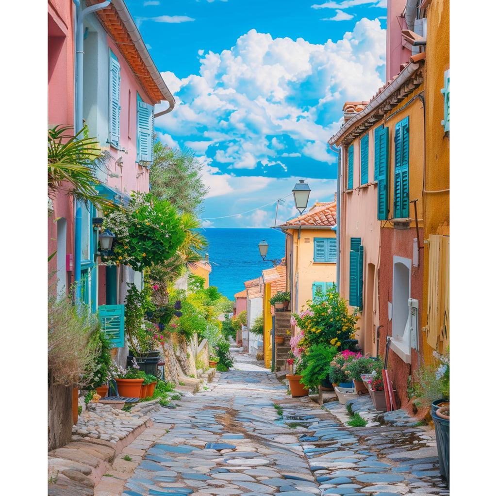 Blumenbekränzte Gasse - Diamond Painting