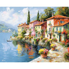 Blumenbesetzte Uferpromenade - Diamond Painting