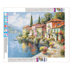 Blumenbesetzte Uferpromenade - Diamond Painting