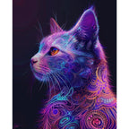 Bunte Katze in der Fantasiewelt - Diamond Painting