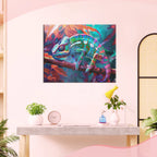 Bunter Chamäleon auf Zweig - Diamond Painting