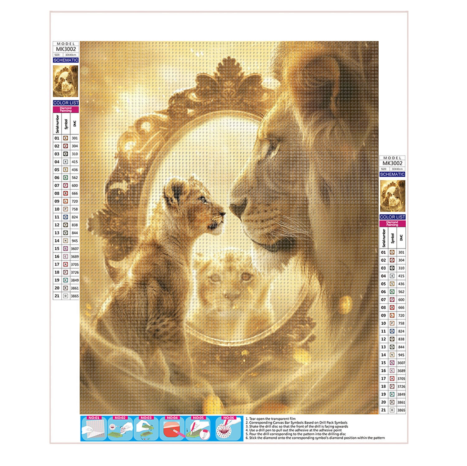 Das Wachstumsspiegelbild des jungen Löwen - Diamond Painting