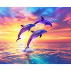 Delfin - Sonnenuntergang - Diamond Painting