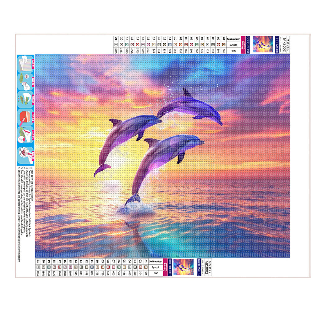 Delfin - Sonnenuntergang - Diamond Painting