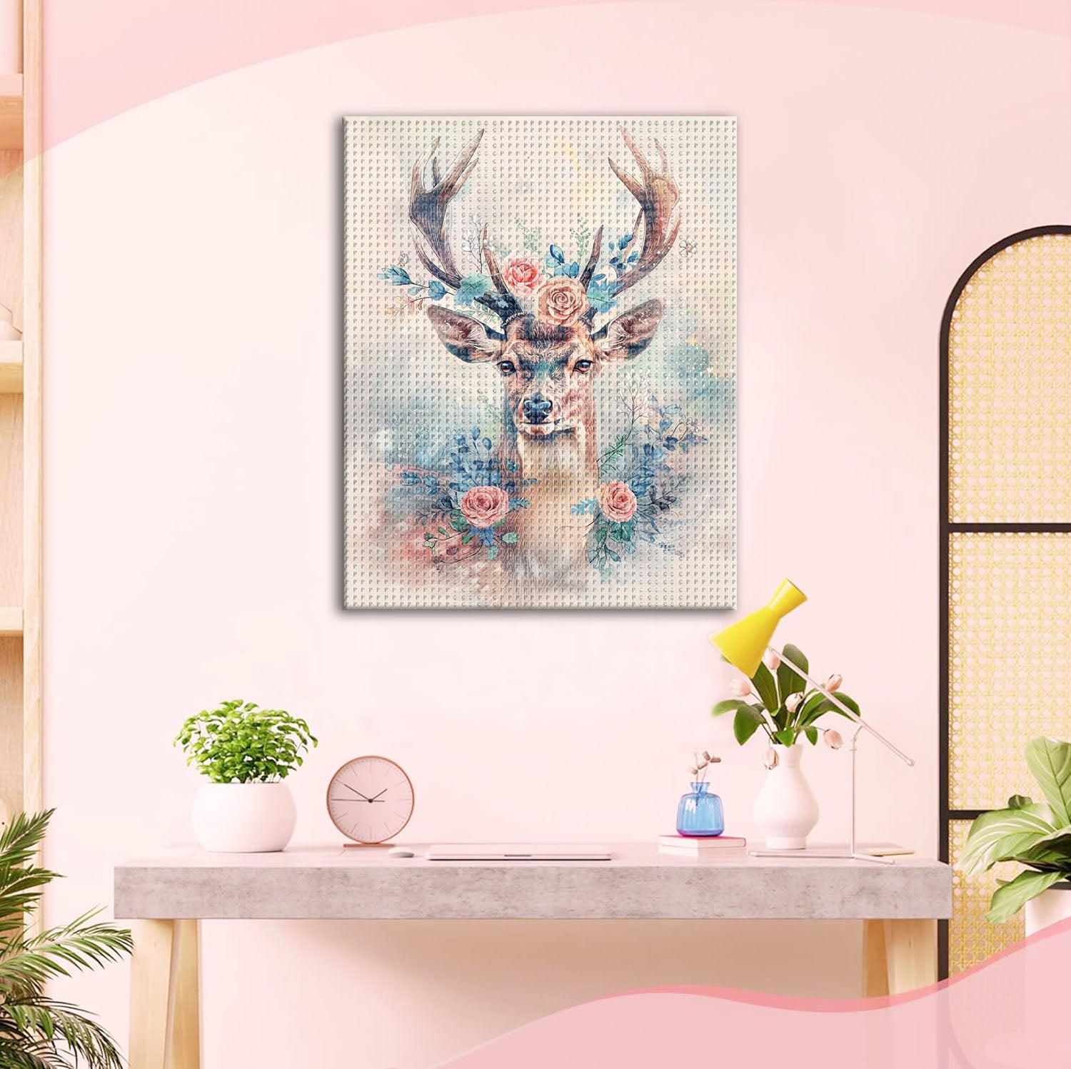 Der Hirsch mit Blumenkrone - Diamond Painting