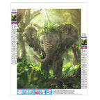 Der moosbedeckte Elefant im Wald - Diamond Painting