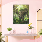 Der moosbedeckte Elefant im Wald - Diamond Painting