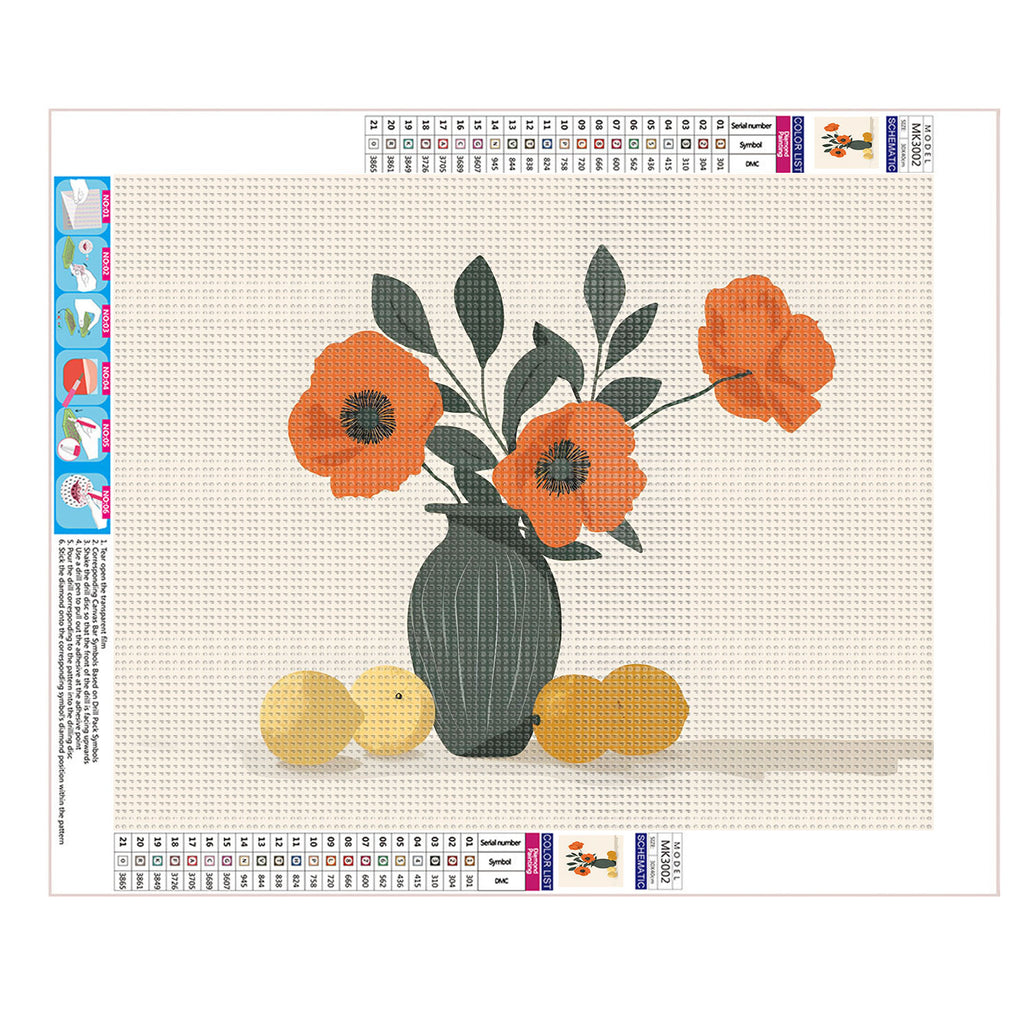 Die stille Schönheit von Blumen und Flaschen - Diamond Painting