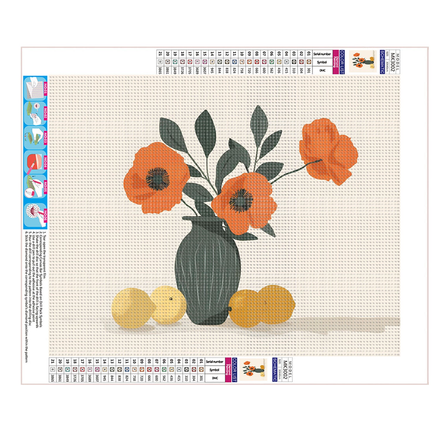 Die stille Schönheit von Blumen und Flaschen - Diamond Painting