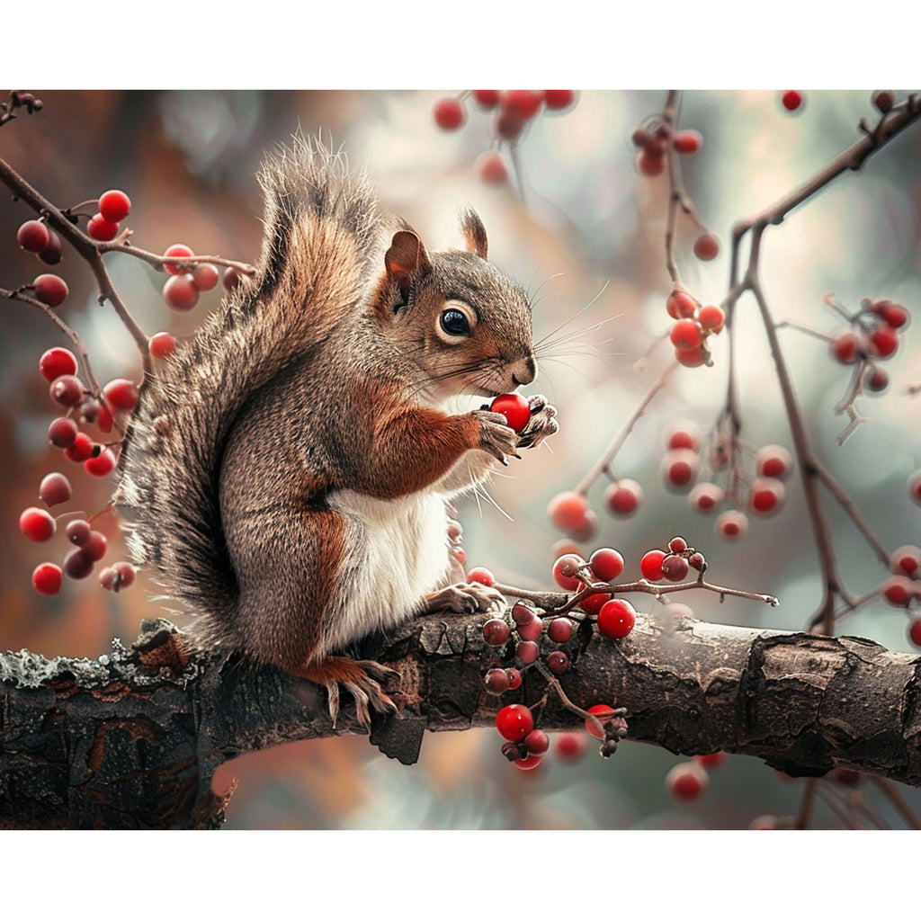 Eichhörnchen auf dem Herbstzweig - Diamond Painting