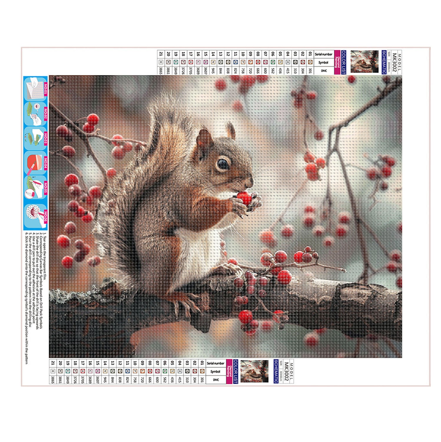 Eichhörnchen auf dem Herbstzweig - Diamond Painting