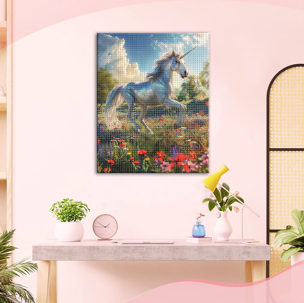 Einhorn in Blumenwiese - Diamond Painting