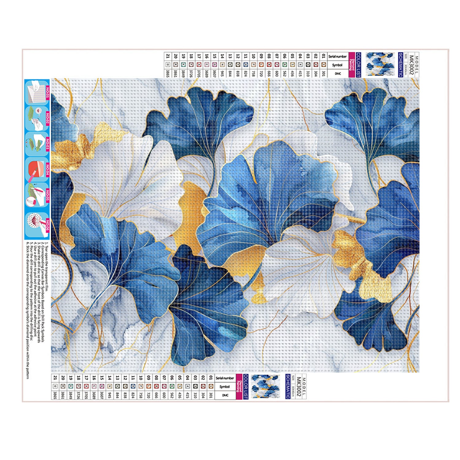 Elegante Blattgoldmuster - Diamond Painting