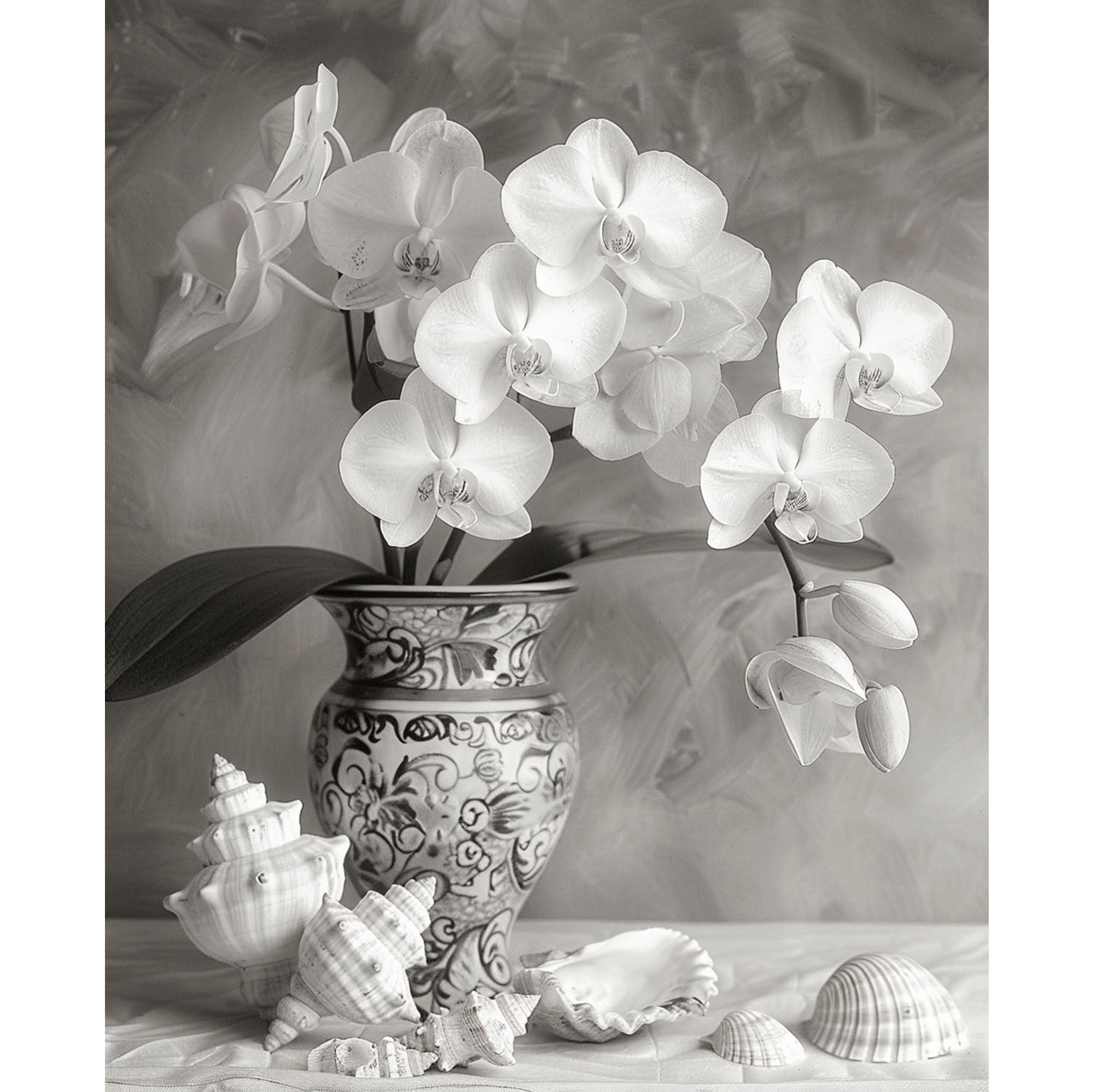 Elegante Orchideen in antiker Vase - Diamond Painting