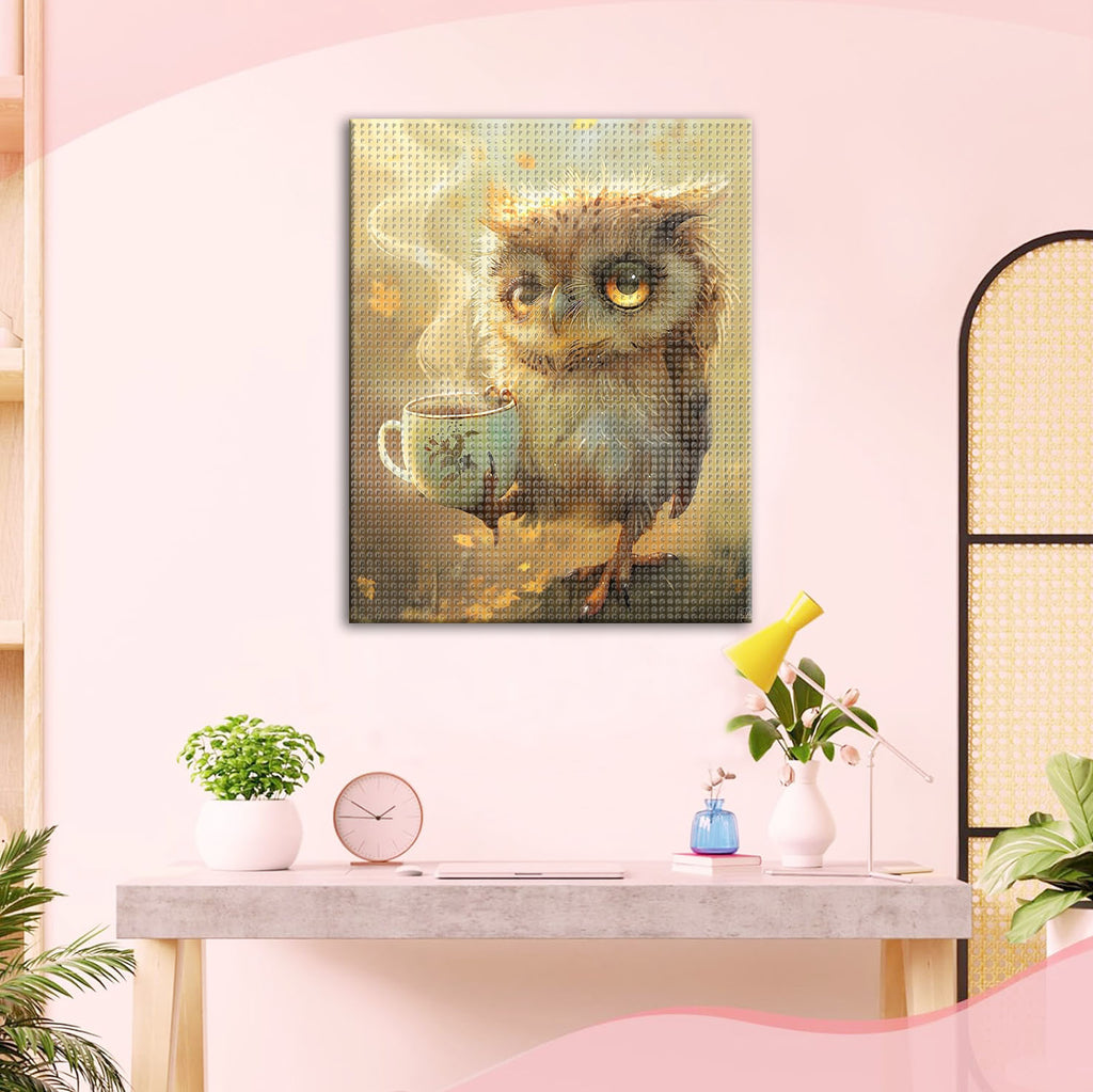 Eulen - Teezeit im Herbst - Diamond Painting