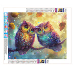 Eulenliebe im Herbstlaub - Diamond Painting