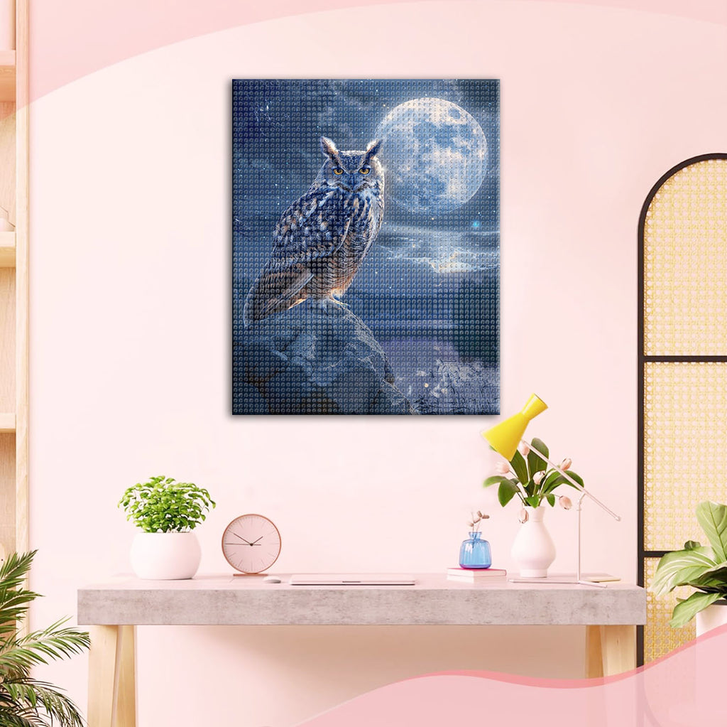 Eule unter Mondeslicht - Diamond Painting