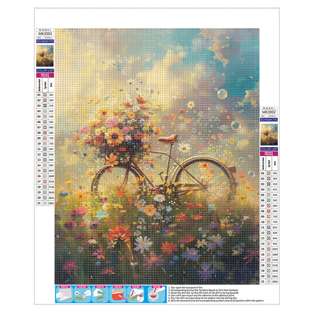 Fahrradblumen - Zauberwelt - Diamond Painting