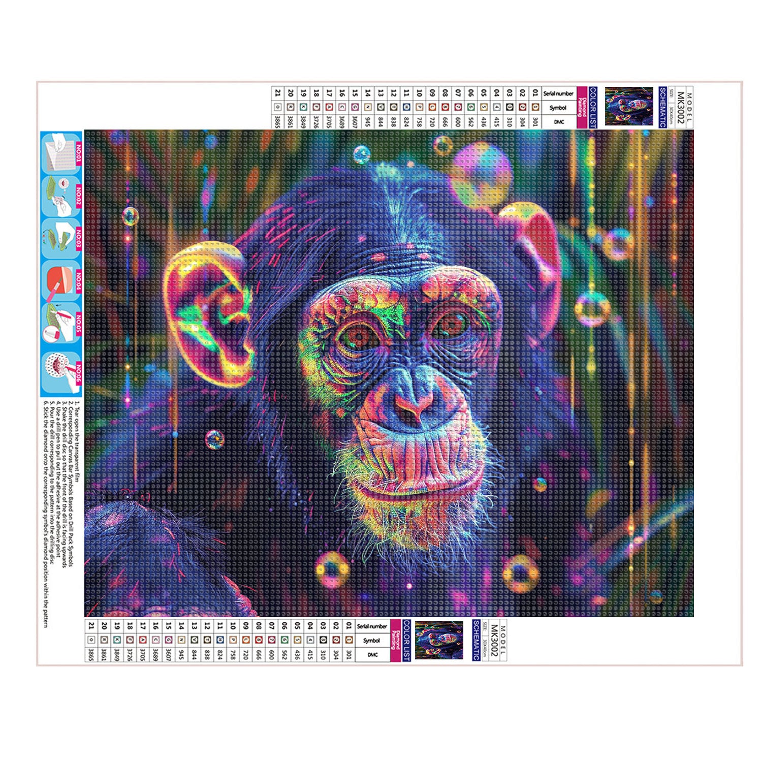 Farbenfroher Affenwald - Diamond Painting