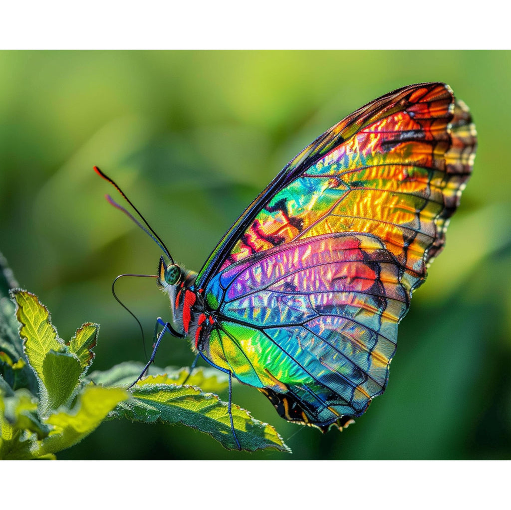 Farbenfroher Schmetterling auf Blatt - Diamond Painting