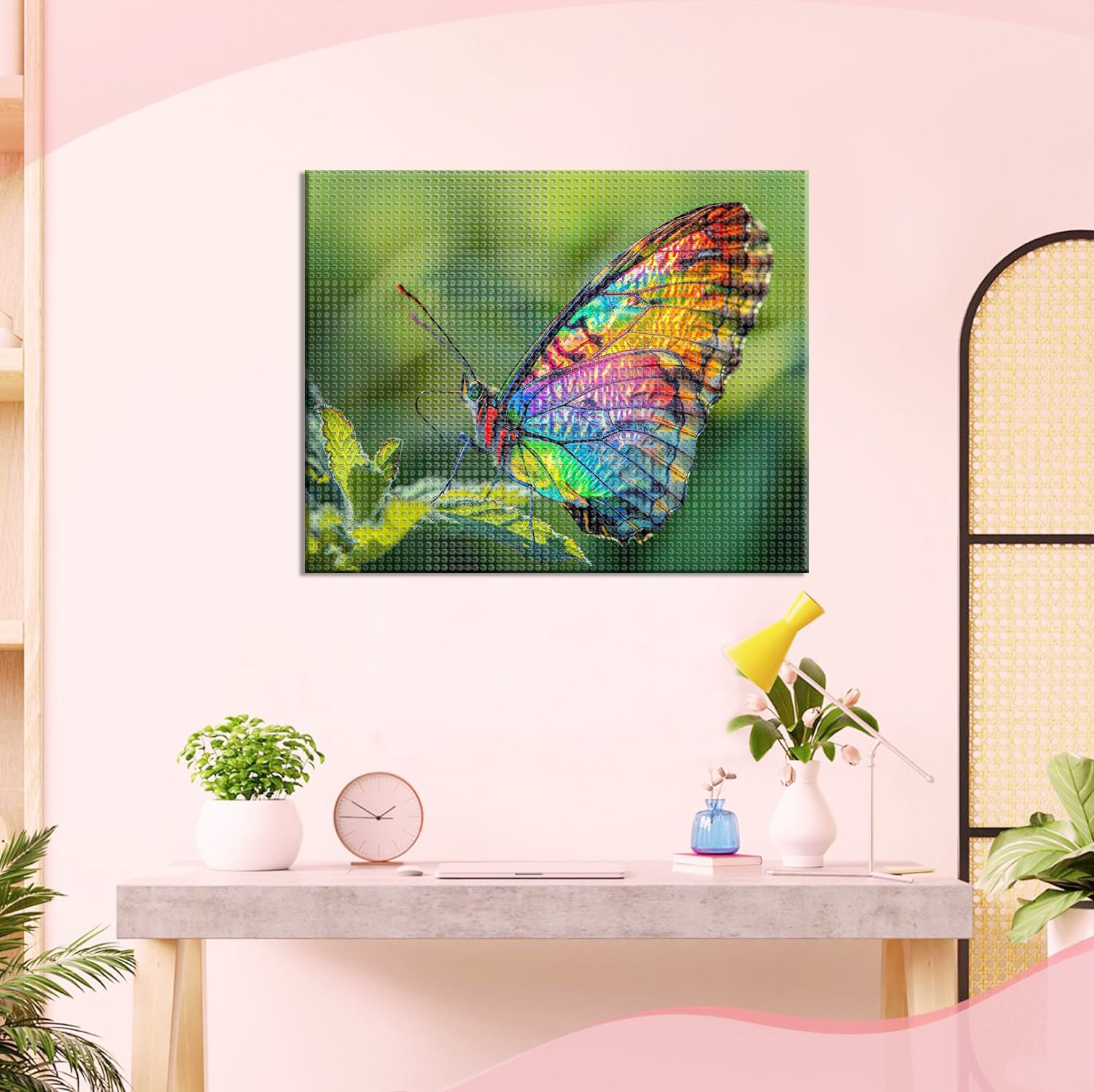 Farbenfroher Schmetterling auf Blatt - Diamond Painting