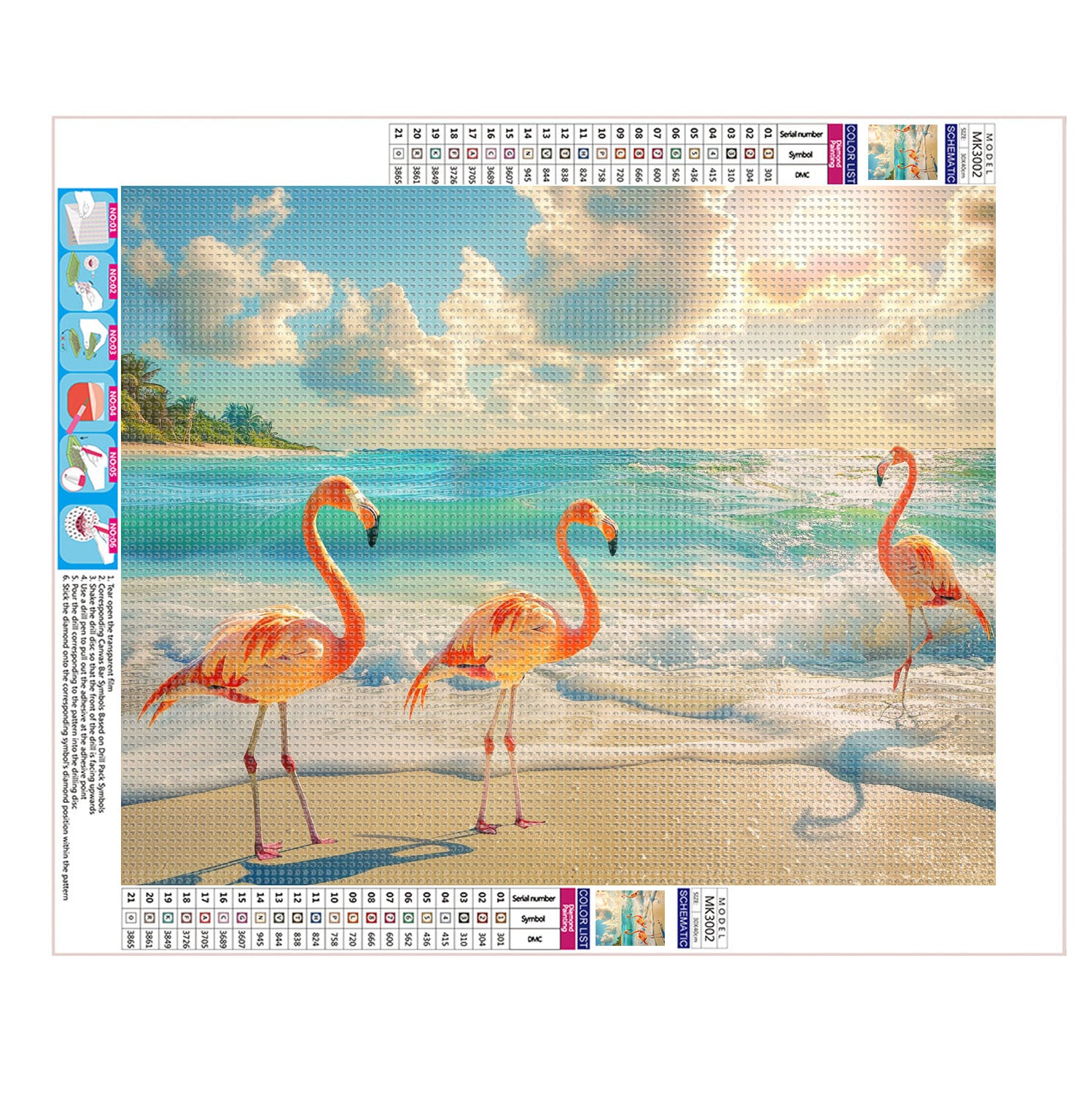 Flamingos am Sonnenstrand - Diamond Painting
