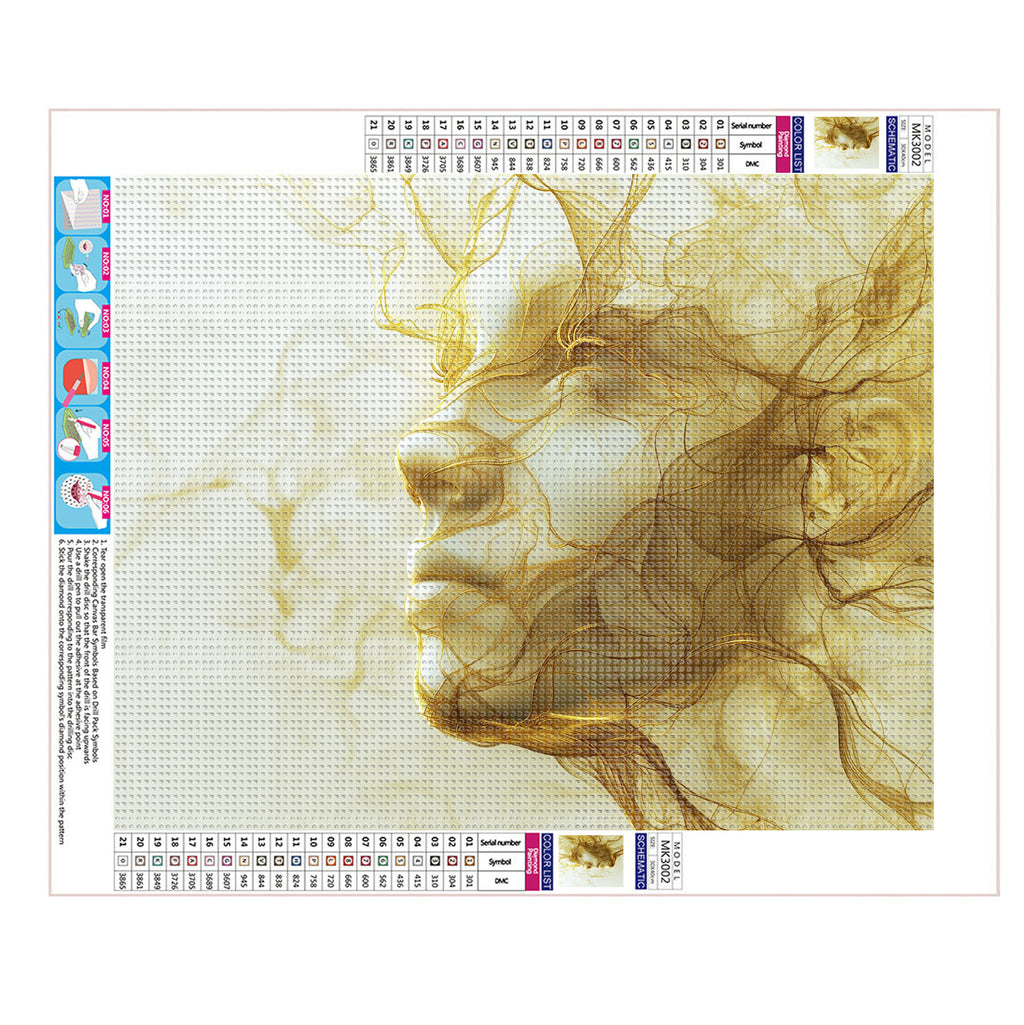 Geheimnisvolle Goldgesicht - Diamond Painting