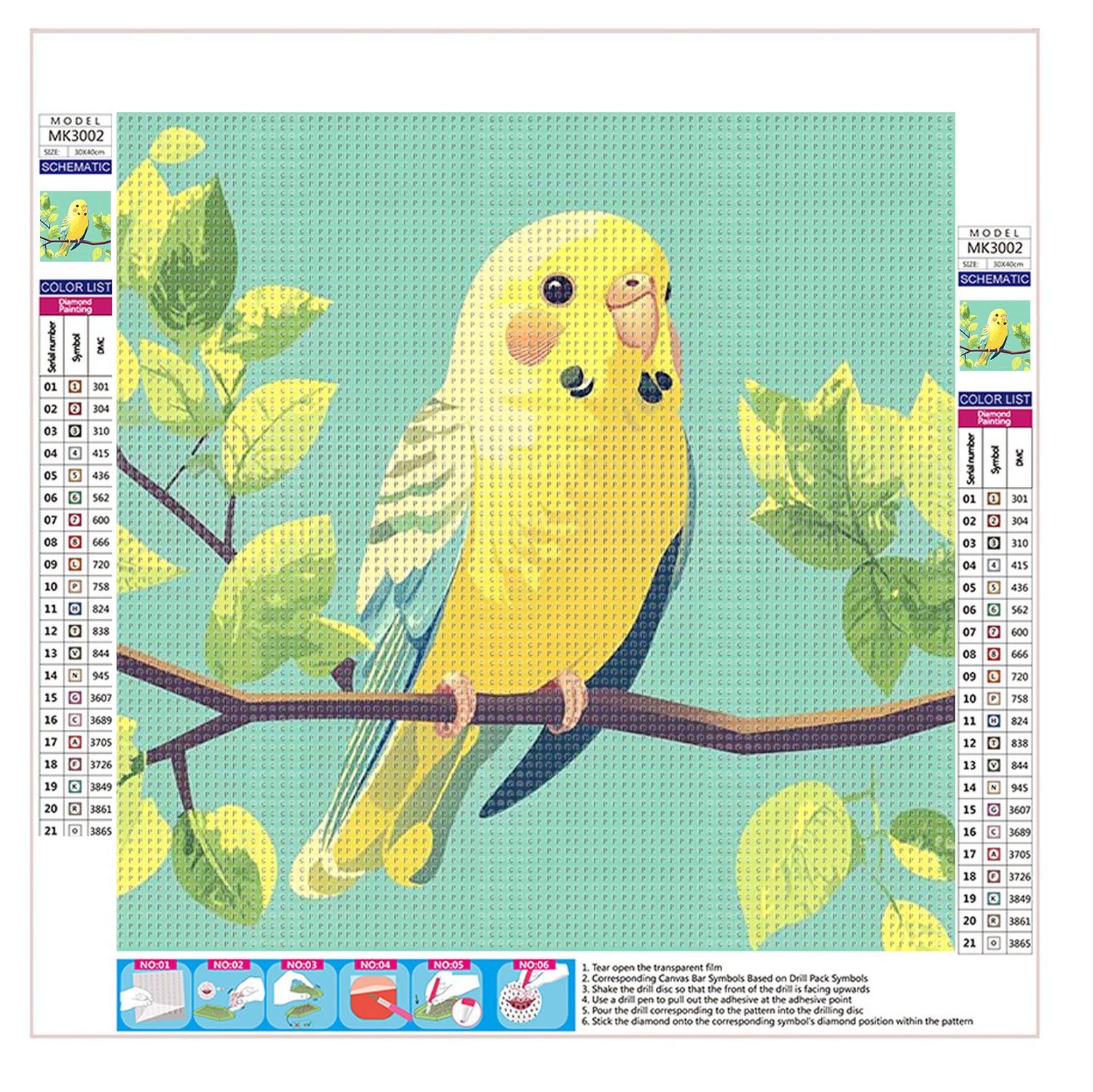 Gelber Sittich - Diamond Painting