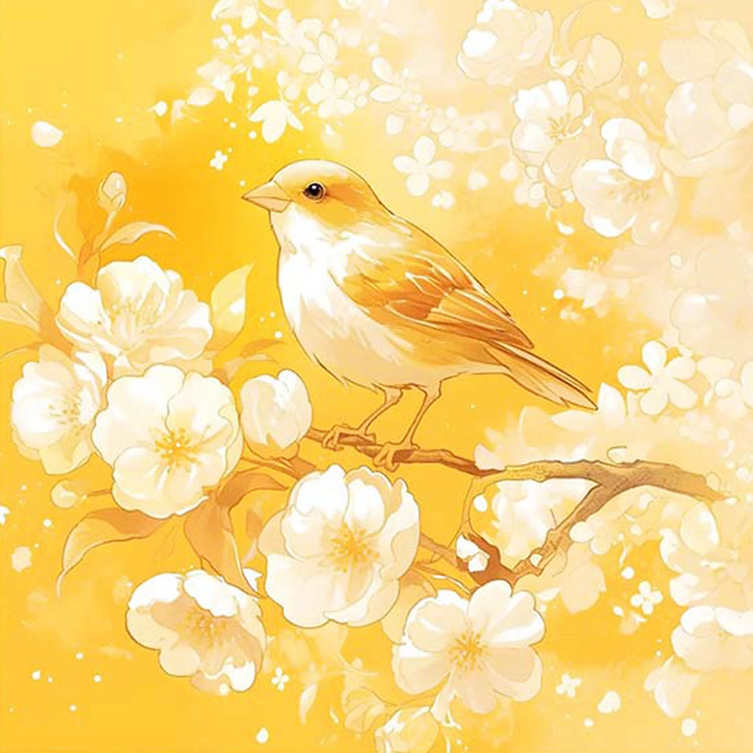 Goldener Singvogel - Diamond Painting