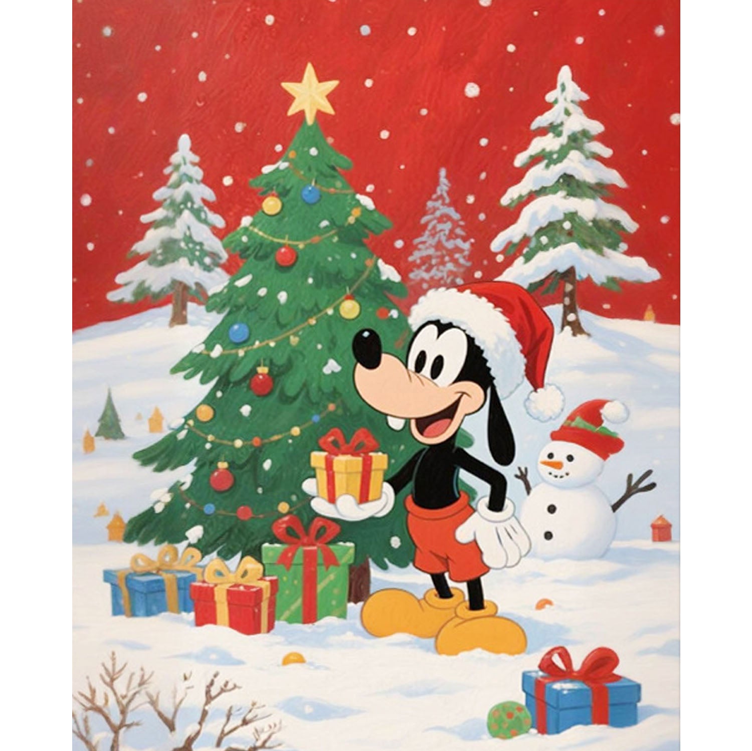 Goofy mit Geschenken - Diamond Painting