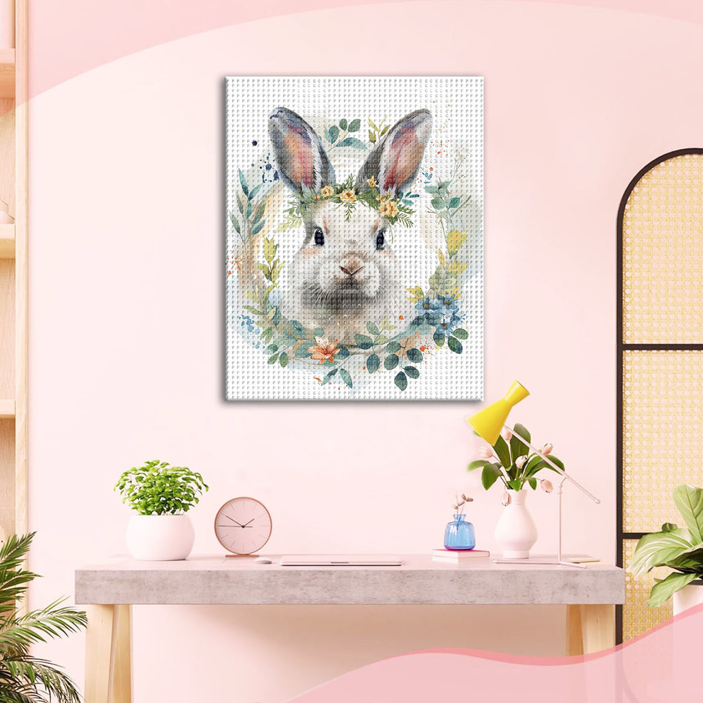 Hase im Blütenkranz - Diamond Painting