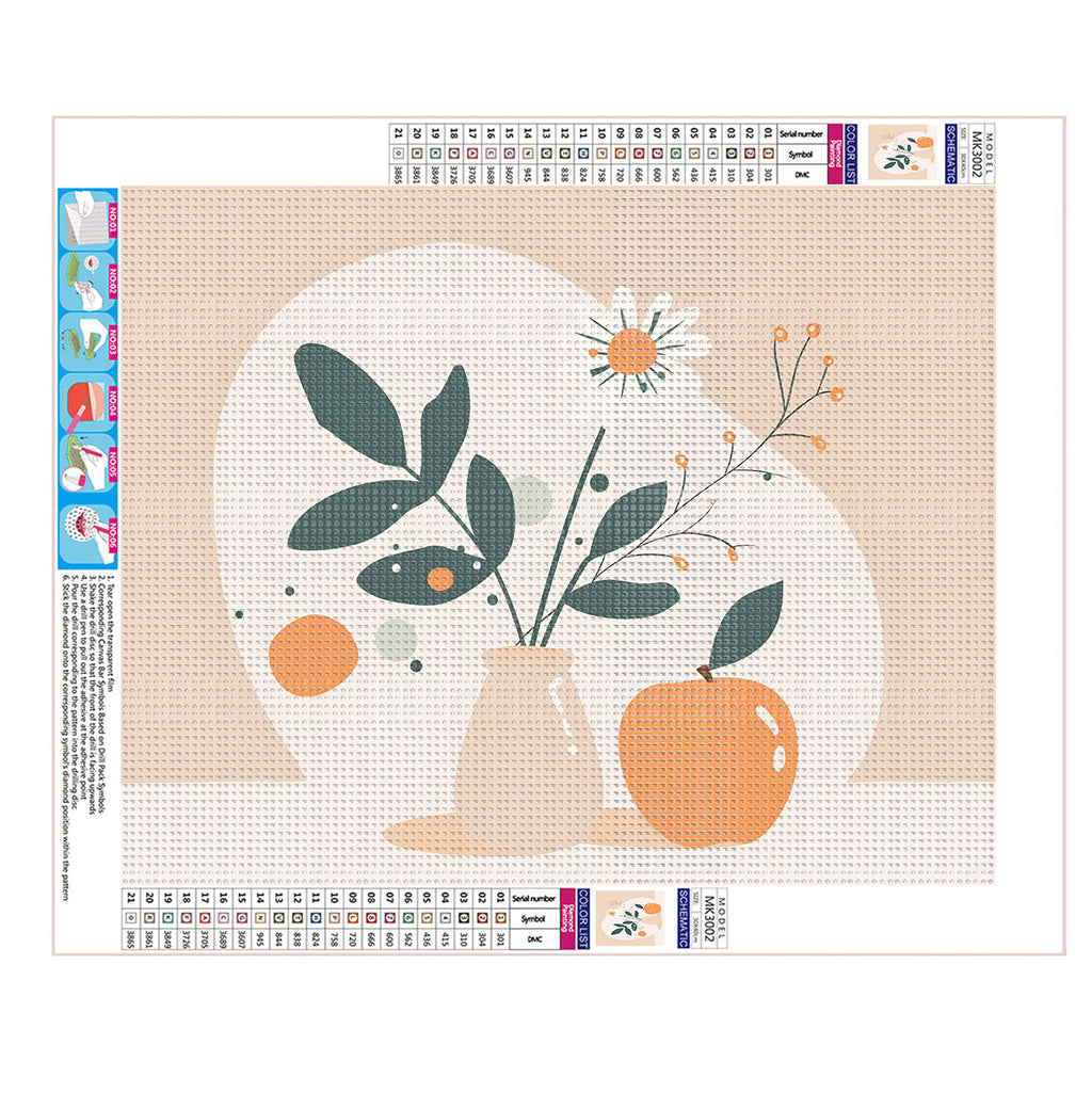 Herbstliche Szene mit Blumen und einer Flasche - Diamond Painting