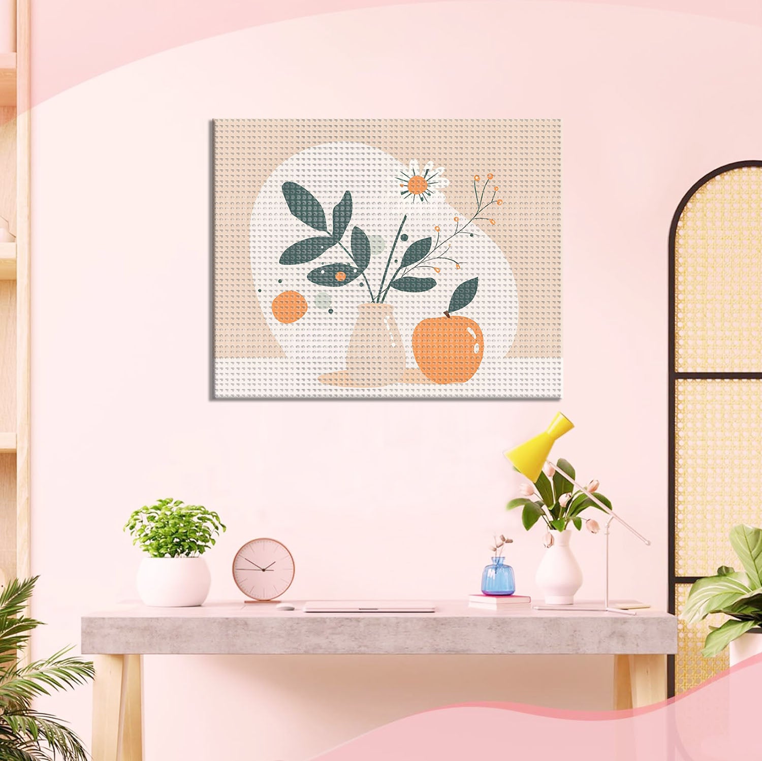 Herbstliche Szene mit Blumen und einer Flasche - Diamond Painting