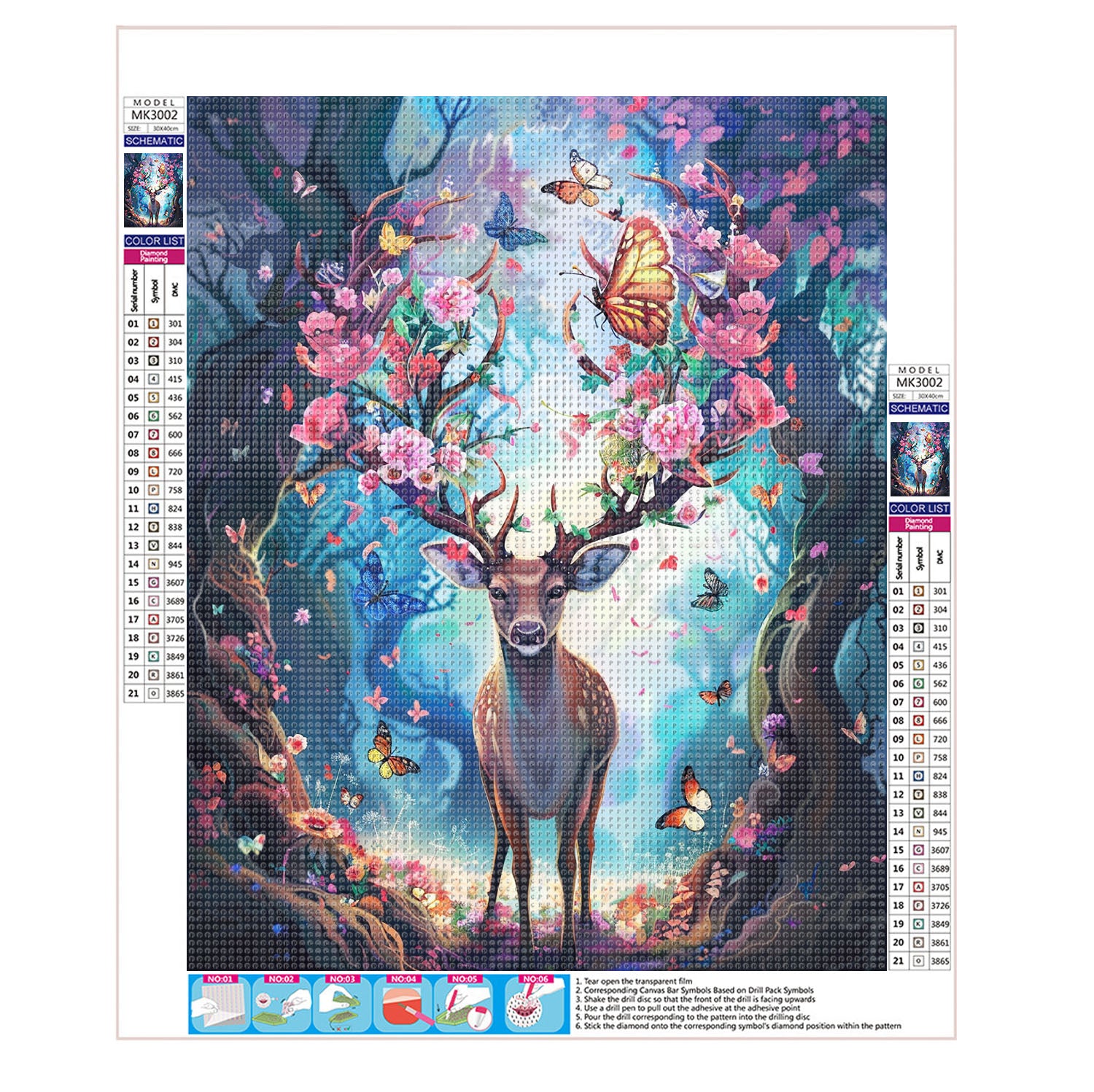 Hirsch im Blütenparadies - Diamond Painting