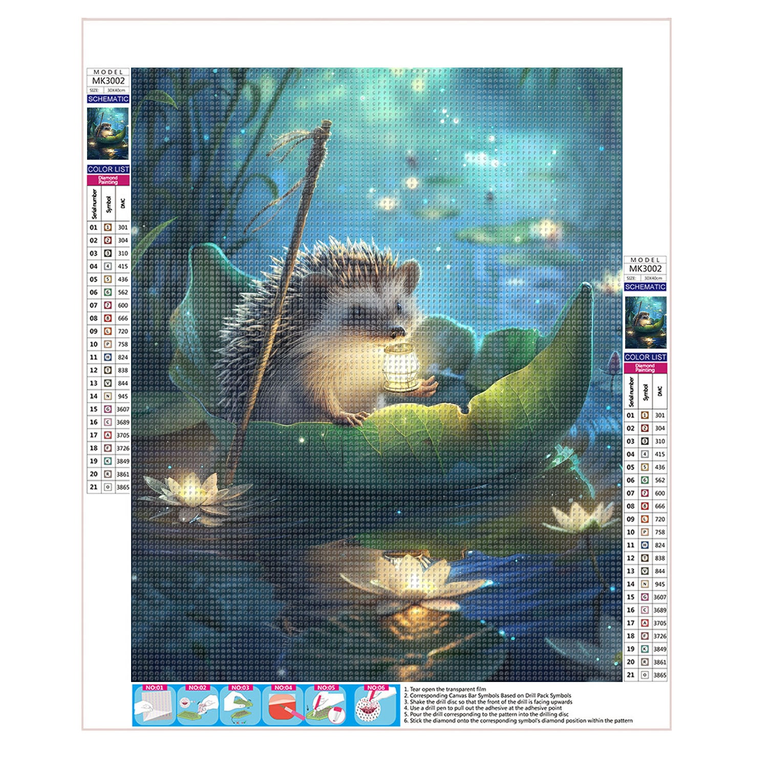 Igel auf Seerosenblatt - Diamond Painting