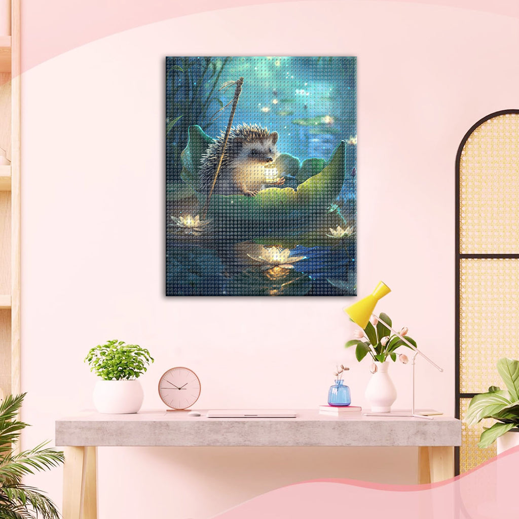 Igel auf Seerosenblatt - Diamond Painting