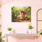 Katze im Erdbeerfeld - Diamond Painting
