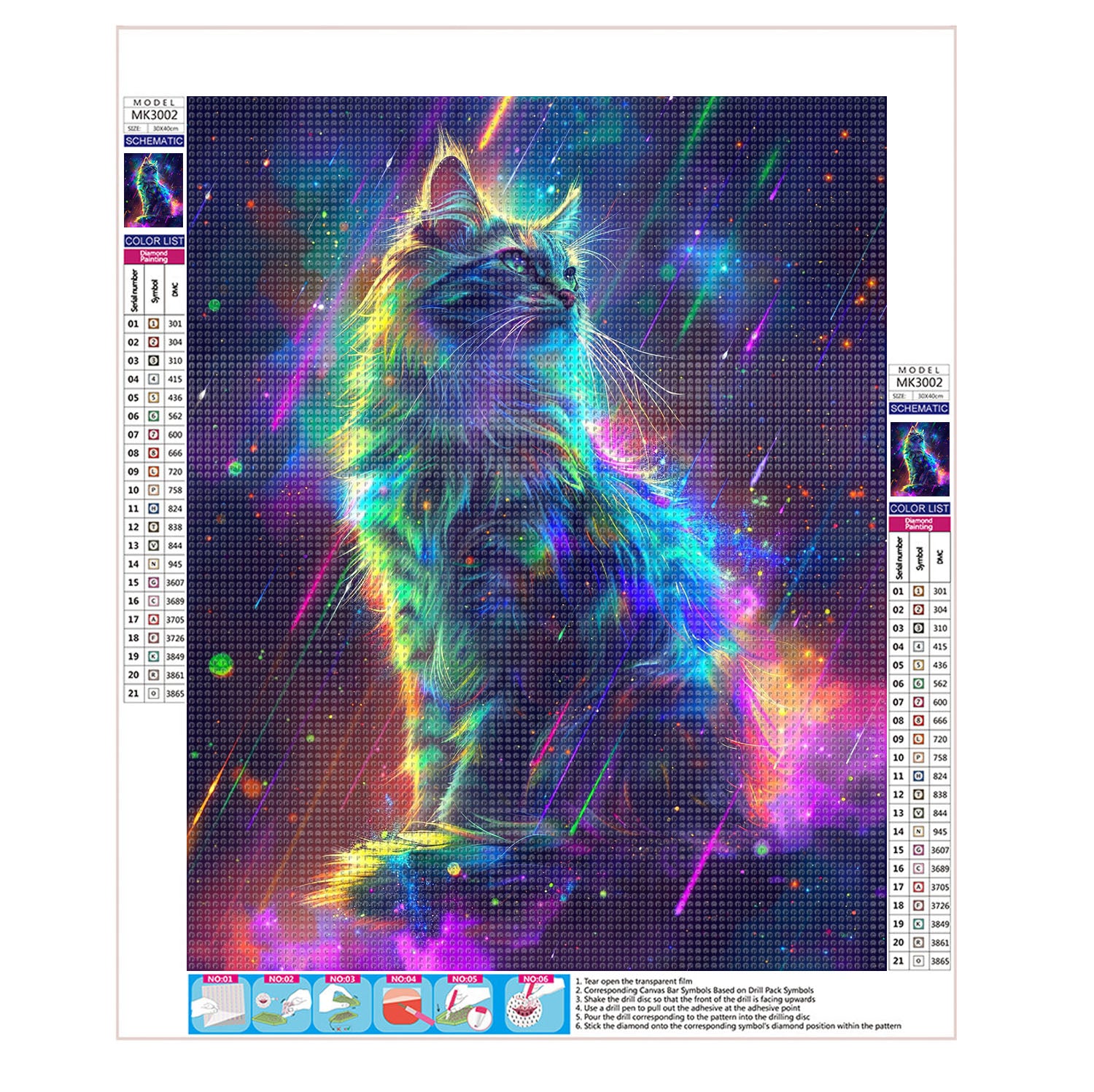 Katze im Sternenregen - Diamond Painting