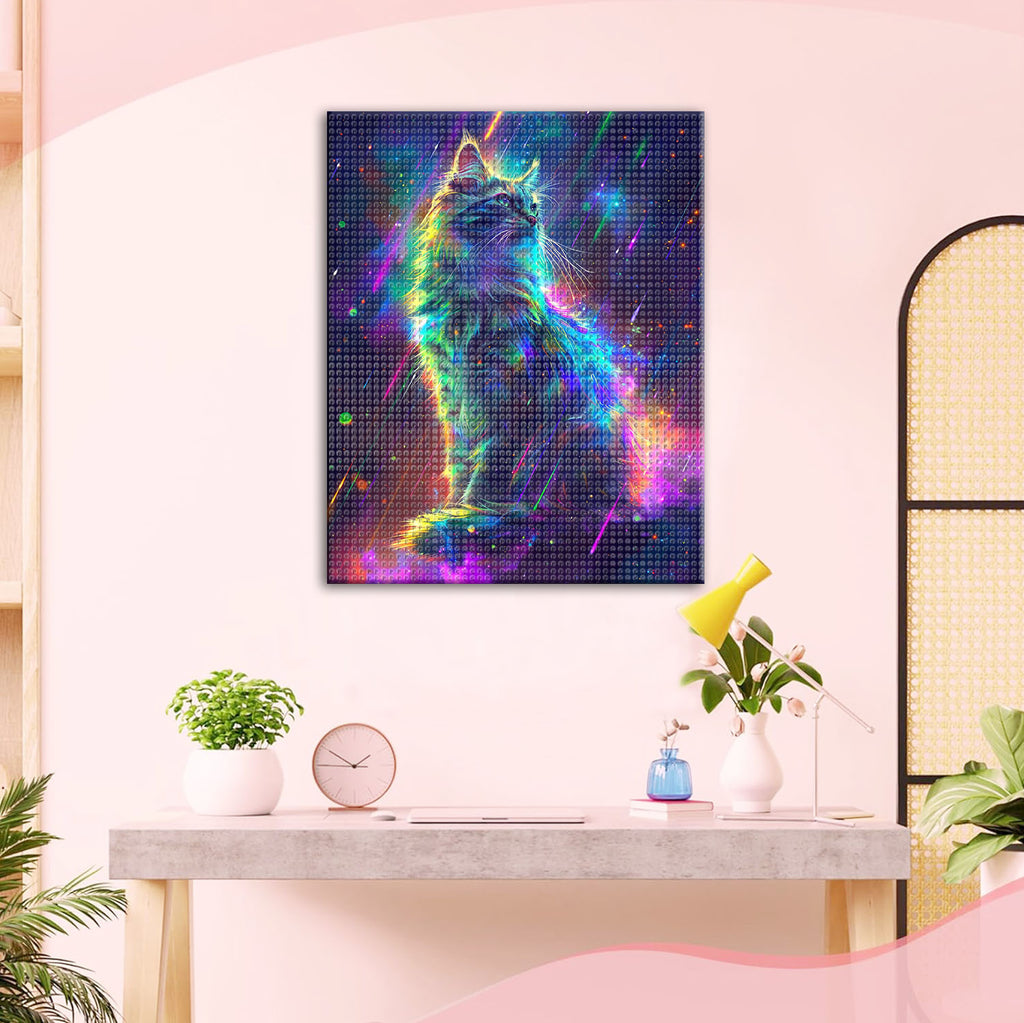 Katze im Sternenregen - Diamond Painting