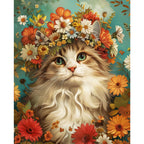 Katze in Blüten - Diamond Painting
