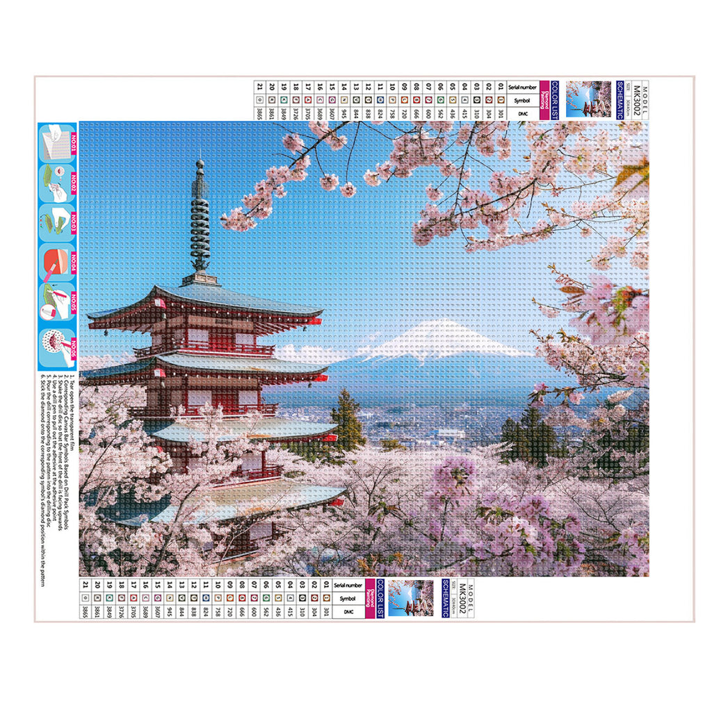 Kirschblüten - Pagode - Diamond Painting