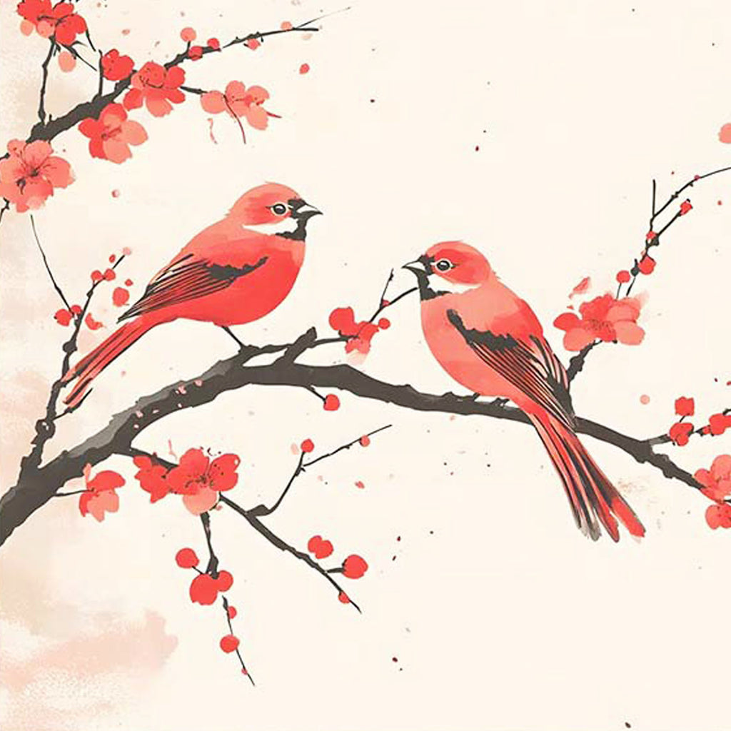 Kirschblütenvögel - Diamond Painting
