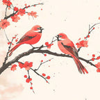 Kirschblütenvögel - Diamond Painting