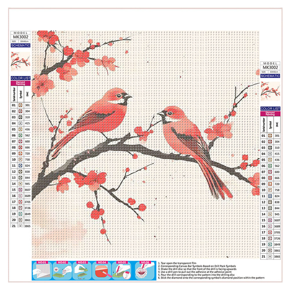 Kirschblütenvögel - Diamond Painting