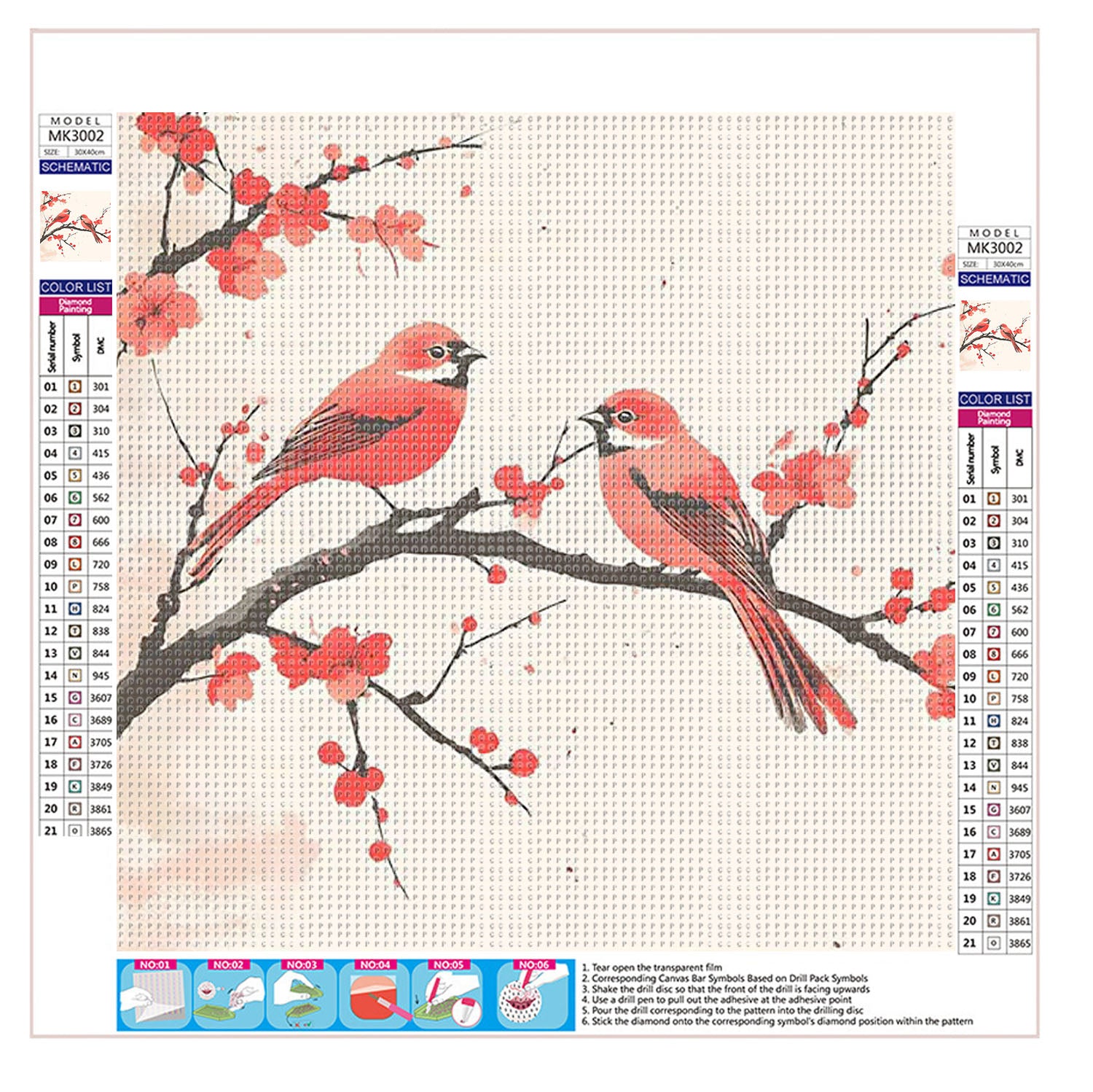 Kirschblütenvögel - Diamond Painting